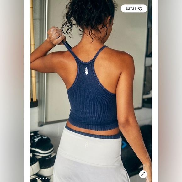 Free People Happiness Runs Long Crop Tank in Vintage Navy M/L - Picture 4 of 6